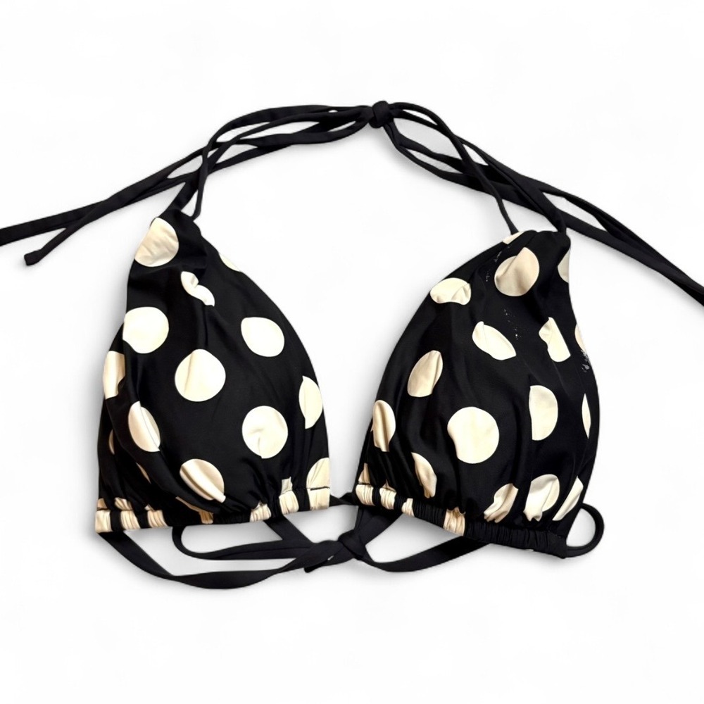 La Blanca Bikini Top Womens 8 Black White Polka Dot Pinup Retro Timeless Chic